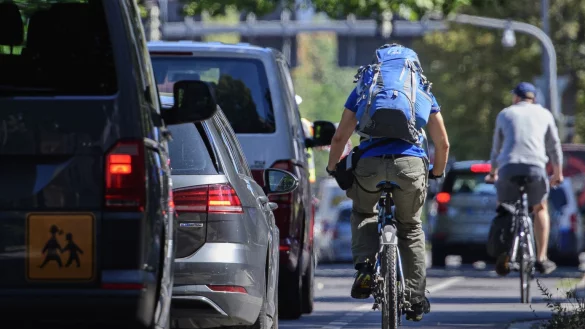 Schmaler Radweg in Dresden - &copy; Foto: Robert Michael/dpa-Zentralbild/dpa