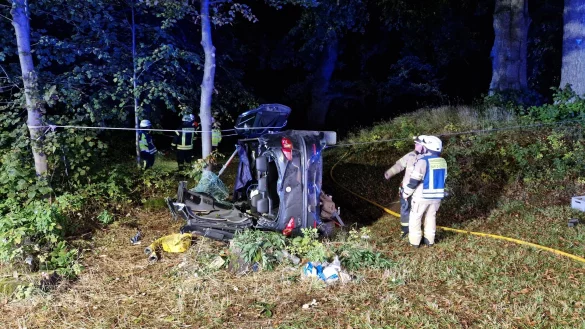 Der Wagen musste zuerst mit einem Flaschenzug vom Baum weggezogen werden. - &copy; Freitag TV
