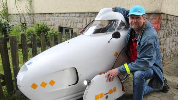 Zwei Jugendliche haben sein Velomobil offenbar f&uuml;r eine Spritztour benutzt. Jetzt hat Tobias Enke sein Dreirad wieder zur&uuml;ck &ndash; nahezu unbesch&auml;digt.&nbsp; - &copy; Knut Dinter