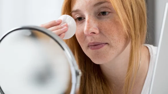 Abschminken mit Mizellenwasser - &copy; Foto: Christin Klose/dpa-tmn