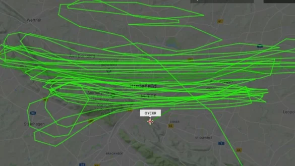 Weite Strecke schon um 0.30 Uhr zur&uuml;ckgelegt: Die Maschine, eine Piper, drehte ab dem sp&auml;ten Abend ihre Runden &uuml;ber der Stadt. - &copy; Screenshot: Flightradar24