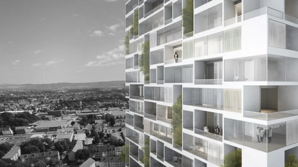 Viel Glas in luftiger H&ouml;he: So k&ouml;nnte zuk&uuml;nftig das Telekom-Hochhaus aussehen. - &copy; Wannenmacher/M&ouml;ller