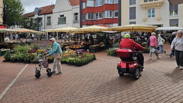 In der Ferienzeit ist auf dem Wochenmarkt in Lage weniger los. Aber aus Sicht einiger Händler geht der Umnsatz generell zurück, und es müsste mehr getan werden, um das Angebot für die Kunden attraktiver zu machen. - © Astrid Sewing