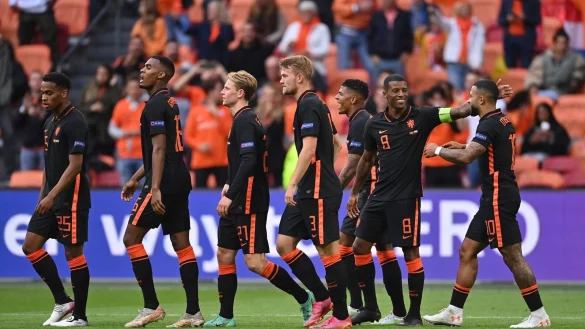 Souver&auml;ner Gruppensieger: Mit drei Siegen zieht die Niederlande ins EM-Achtelfinale ein. - &copy; Marius Becker/dpa