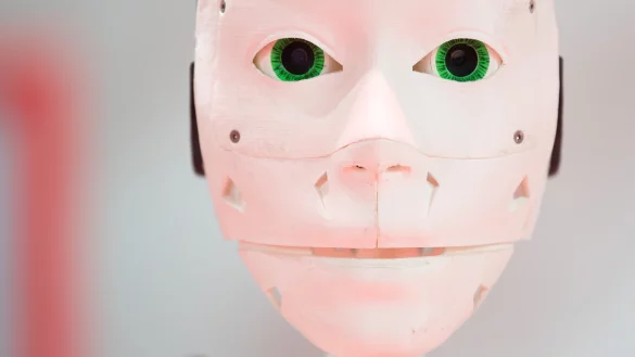 Robotergesicht aus dem 3D-Drucker - &copy; Foto: Julian Stratenschulte/dpa