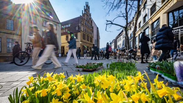 In den kommenden Tagen gibt es einen Wetterumschwung. Das lädt zum Flanieren und Eis essen am Alten Markt in Bielefeld ein. - © Sarah Jonek