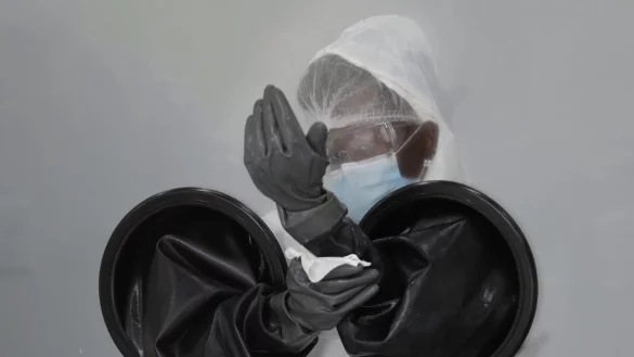 Eine Mitarbeiterin an einem Corona-Testzentrum - &copy; Foto: Lynne Sladky/AP/dpa