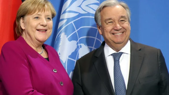 Angela Merkel und Ant&oacute;nio Guterres - &copy; Foto: Wolfgang Kumm/dpa