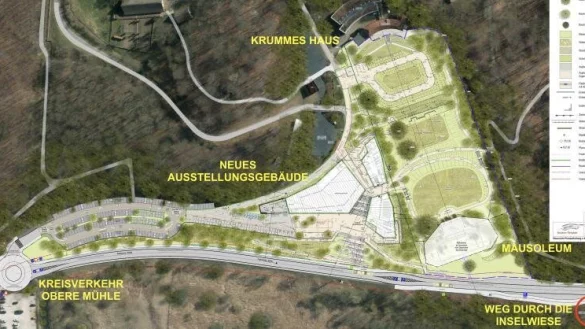 Das ist der Plan für das gesamte Areal. Unetrhalb des Krummen Hauses sieht man Grünflächen, die gestaltet werden sollen. - © Archiv: Stadt Detmold/Sven Koch