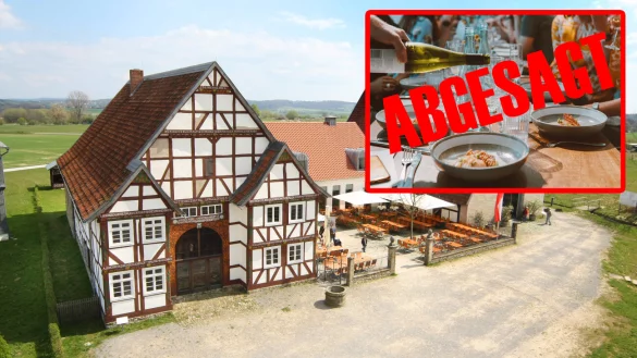 Die Gaststätte "Im Weißen Ross" im Detmolder Freilichtmuseum hat zurzeit mit einer ganzen Reihe von Absagen zu kämpfen. - © Archivfoto: Vera Gerstendorf-Welle/Symbolbild: Pixabay/Montage: Oliver Wendtland
