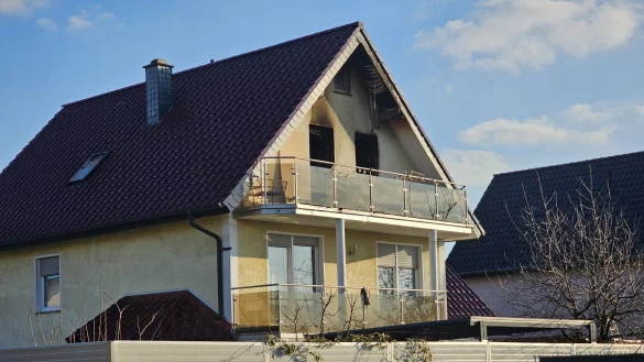 Die Spuren des Feuers sind unübersehbar. Eine Familie verlor ihr Zuhause und sucht jetzt eine Wohnung. - © Astrid Sewing