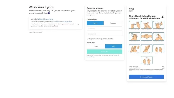 Songtext-Poster zum H&auml;ndewaschen - &copy; Foto: Washyourlyrics.com/dpa-tmn