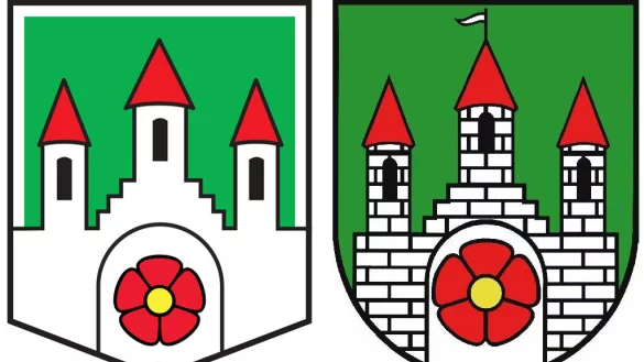 Links das Stadt Blomberg-Zeichen f&uuml;r Jedermann, rechts das Stadtwappen der Stadt Blomberg. - &copy; Stadt Blomberg