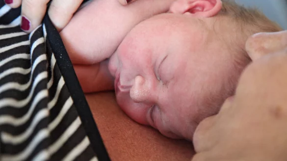 Ganz nah bei Mama: Fin kam am Dienstag zur Welt und schl&auml;ft ruhig auf der Brust seiner Mutter. - &copy; Vera Gerstendorf-Welle