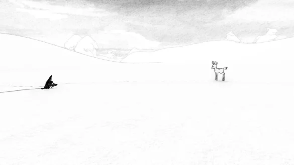 Verirrt im Nirgendwo: Das schwarze Wolfsjunge und das wei&szlig;e Rehkitz. - &copy; Gearbox Publishing/Casus Ludi