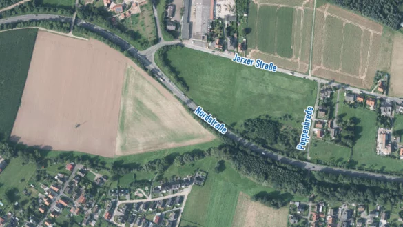 Poppenbrede wird bebaut: In Jerxen soll eine weitere Fl&auml;che zum Gewerbegebiet werden. - &copy; Montage: Oliver Wendtland