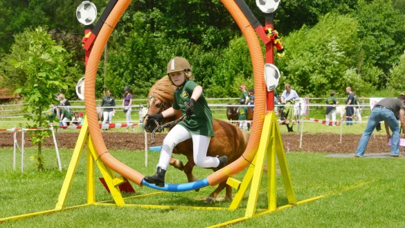 Gemeinsam bew&auml;ltigen die achtj&auml;hrige Lisann Konrad und der 25-j&auml;hrige "Prince du couer" den Geschicklichkeitsparcours. - &copy; Andr&eacute; Gallisch
