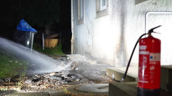 Mit einem mit Polizeiwagen befindlichen Feuerl&ouml;scher bek&auml;mpften die Polizisten erfolgreich den Brand. - &copy; Freitag Medien Gruppe/Stock