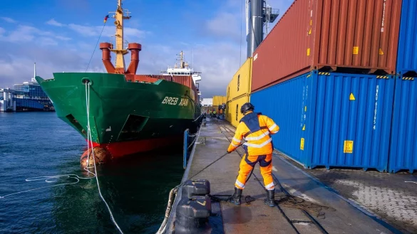 Frachtschiff - &copy; Foto: Jens B&uuml;ttner/dpa