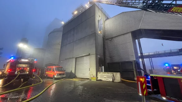 Das Feuer war an einer schwer zug&auml;nglichen Stelle innerhalb einer F&ouml;rderschnecke und einem Holzh&auml;cksler ausgebrochen. - &copy; Freiwillige Feuerwehr Horn-Bad Meinberg
