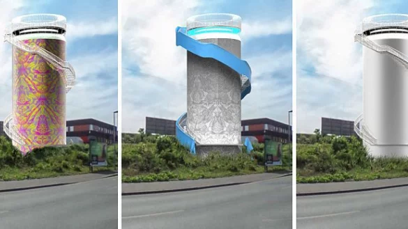 Die drei m&ouml;glichen Varianten des geplanten Turms bei Tag, eine Nachtansicht kann in der Bildergalerie betrachtet werden. - &copy; Privat