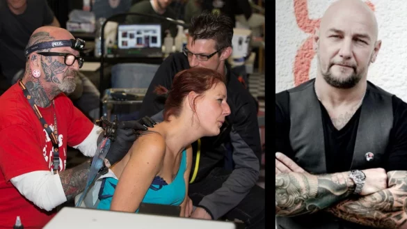 Bei der Tattoo-Convention in Detmold dreht sich alles um den K&ouml;rperschmuck. T&auml;towierer, Autor und TV-Schauspieler Daniel Krause moderiert die Messe. - &copy; Bildrechte: undenkbar.de und Daniel Krause