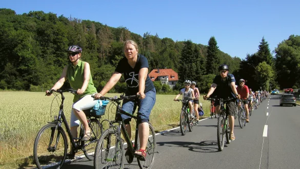 Protest auf der B 238: Mehrfach haben B&uuml;rger f&uuml;r einen Radweg an der Bundesstra&szlig;e demonstriert &ndash; wie hier im Juni. - &copy; Wulf Daneyko