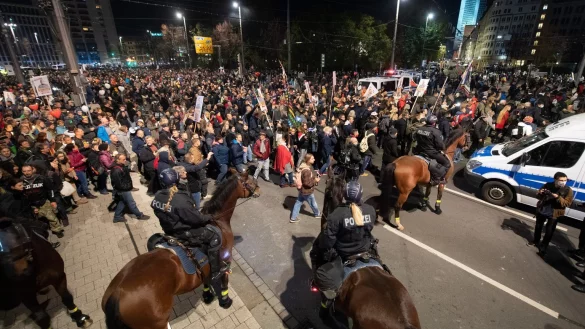 Querdenken - Demo Leipzig - &copy; Foto: Sebastian Kahnert/dpa-Zentralbild/dpa