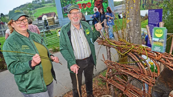 Die Nieheimer Flechthecken sind Immatrielles Kulturerbe der Unesco - ebenso wie der Osterräderlauf und die Schwalenberger Brauzunft. Gemeinsam stellet sich die Initiativen im Emmerauenpark vor. - © Nicole Ellerbrake