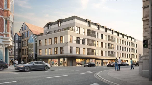 Die Ansicht von der Neustadt kommend auf das Hornsche Tor. So oder so ähnlich hätte das Areal nach den Plänen von Architekt Holger Gurcke und SinnInvest aussehen können. - © SinnInvest