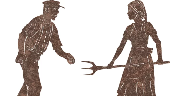 Die Figuren eines Bauern und einer Bäuerin (hier in einer Teilansicht) sollen den Kreisverkehr zieren und an frühere Zeiten erinnern. - © Bildrechte: Hans Kordes