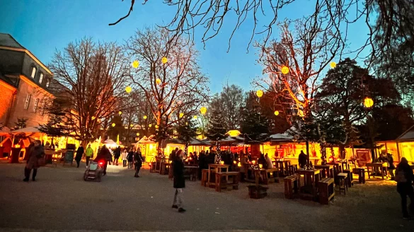 Besonders das heimelige Ambiente und die atmosphärische Beleuchtung sehen viele Besucher als Pluspunkt für den Weihnachtsmarkt im Schlosspark. - © Archivfoto: Raphael Bartling