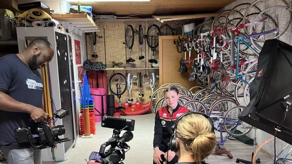 Drehaufnahmen mit Antonia Blome in der Liemer Turnhalle mit dem Landessportbund NRW und SAT1 f&uuml;r das Toptalent 2024. - &copy; Wibke Blome