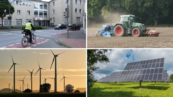 Verkehr, Landwirtschaft und Energieerzeugung sind drei von sechs Bereichen, in denen nach Einschätzung einer Beraterfirma angesetzt werden könnte. - © Fotos: Pixabay/LZ-Archiv; Montage: Oliver Wendtland