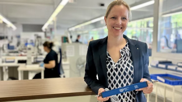 Alexandra Altmann ist seit 2019 alleinige Gesch&auml;ftsf&uuml;hrerin des Familienunternehmens Altmann GmbH in Herford. - &copy; Mareike K&ouml;stermeyer