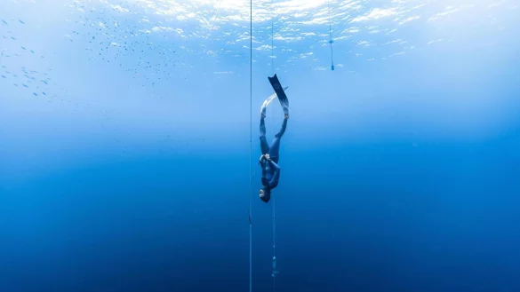 Parallel zum Seil geht es in die Tiefe. Es darf nicht ber&uuml;hrt werden. - &copy; Laura Mommicchi