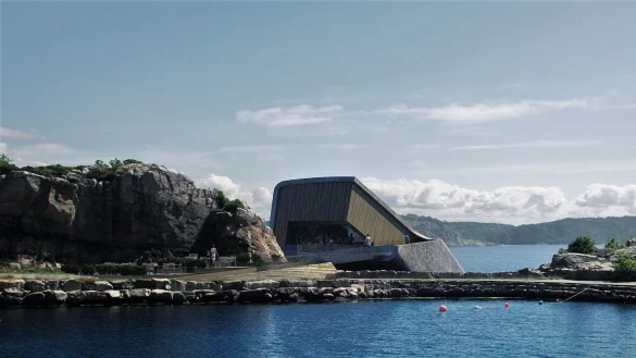 Blick auf das Restaurant im Wasser - &copy; Foto: MIR/Sn&oslash;hetta/dpa-tmn
