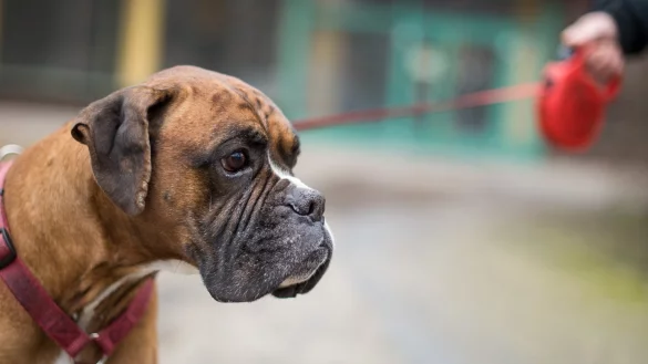 Bulldogge an Leine - &copy; Foto: Sebastian Gollnow