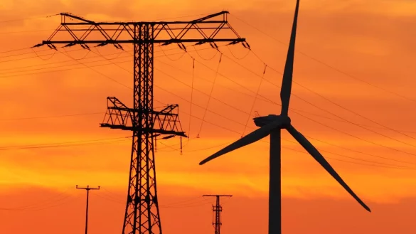 Windrad neben einem Strommast - &copy; Foto: Jens B&uuml;ttner