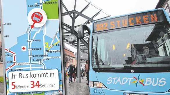 Die Stadtbusfahrer sollen künftig wissen, wann es sich lohnt auf die Kollegen beim Umstieg zu warten und wann nicht. Wenn es knapp wird, könnten Ampeln automatisch auf grüne Welle schalten. - © Fotos: Till Brand, Stadtwerke Lemgo, Pixabay; Montage: Benjamin Möller