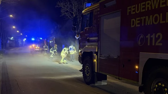 Die Feuerwehr versucht die Ölspur zu beseitigen. - © Christopher Rieks