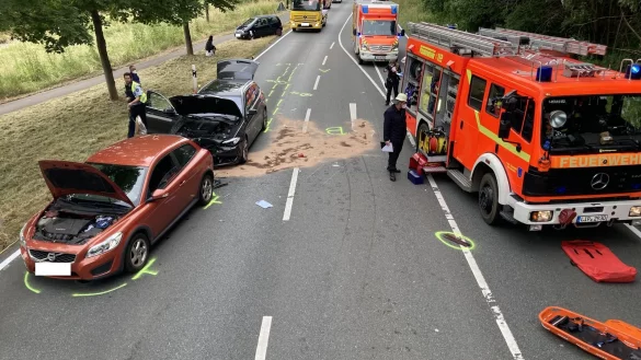 Die Feuerwehr musste bei einem schweren Verkehrsunfall auf der Bundesstra&szlig;e 239 den Fahrer eines Volkswagen mittels schweren Ger&auml;ts aus seinem Fahrzeug befreien.&nbsp; - &copy; Feuerwehr Bad Salzuflen