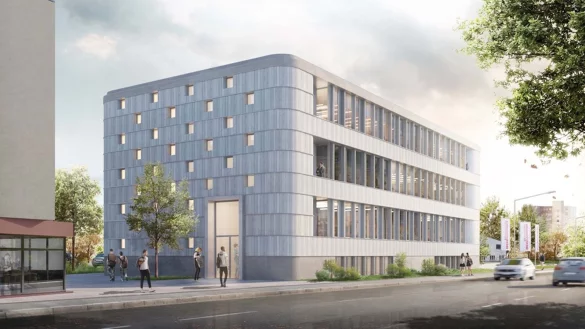 So soll das neue Geb&auml;ude aussehen: An der Bielefelder Stra&szlig;e entsteht der neue Kreativcampus. Einen konkreten Zeitplan f&uuml;r den Bau und einen Kostenrahmen gibt es noch nicht &ndash; alles ist zun&auml;chst an die Regionale-F&ouml;rderung gebunden. - &copy; Hochschule OWL