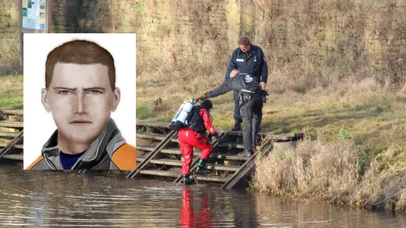 Taucher suchen nach weiteren Hinweisen. Zugleich hat die Polizei ein Phantombild herausgegeben. - &copy; Amina Vieth/Polizei