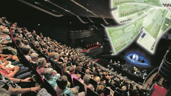 Auch die Theater sollen mehr Geld bekommen: Die B&uuml;hnen wird es freuen. Hier ist der Zuschauerraum des Bielefelder Theaters zu sehen. - &copy; O. Krato/Montage: K. Brinkmann