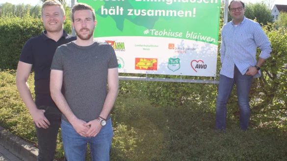 Die Br&uuml;der Andr&eacute; und Pascal Swoboda sowie Ingo Sundermann (von links) laden zum virtuellen Tanz in den Mai ein. - &copy; Sandra Castrup