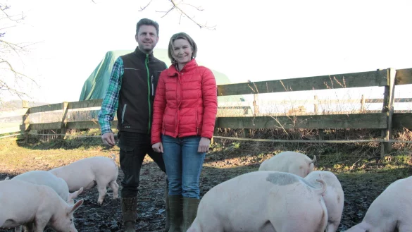 Auf dem Hof von Andreas und Carolin W&ouml;hrmeier bekommen die Schweine viel Auslauf an der frischen Luft. - &copy; Carolin Brokmann-F&ouml;rster