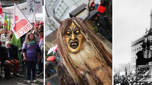 Facettenreich: Kundgebungen, buntes Treiben und eine Menge Historie werden mit dem 1. Mai verbunden. - &copy; Montage: Benjamin M&ouml;ller/dpa