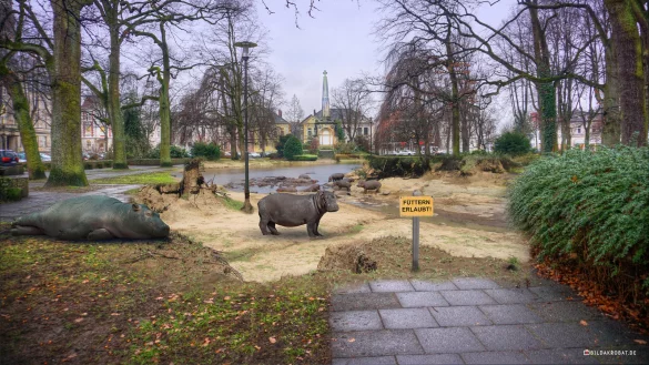 Träumen ist erlaubt: Aus dem Kaiser-Wilhelm-Platz könnte man auch einen Innenstadt-Zoo mit Nilpferden machen. - © Stadt Detmold
