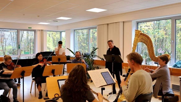 Das Ensemble probt Werke von Giselher Klebe. - &copy; HfM Detmold/Plettenberg
